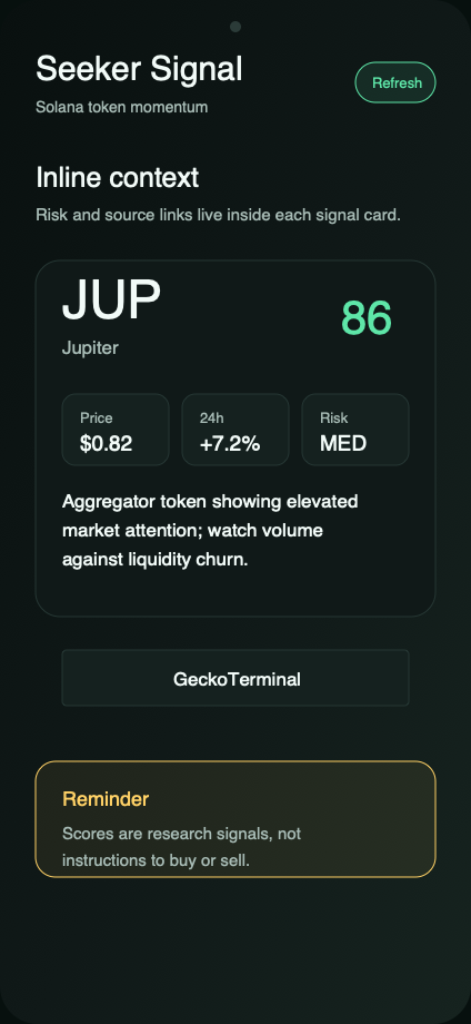 Inline token risk and source context