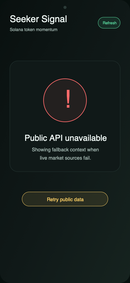 Public API error state